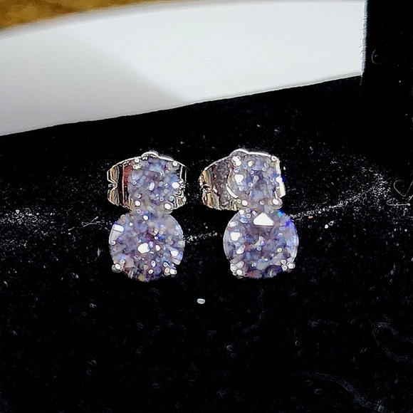 White Gold Filled Small Cubic Zirconia Post Earrings - Picture 3 of 10
